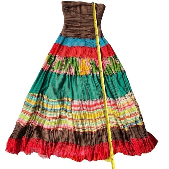 BCBGMAXAZRIA Hobo Silk Maxi Floral Multi-layer Patchwork Crinkle Dress Size 4‎ - Picture 13 of 13